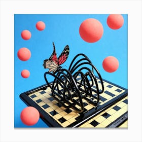 Butterfly On A Chess Board 31 Canvas Print