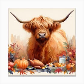 Autumn Highland Cow 4 Canvas Print