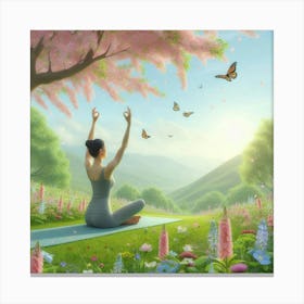 Yoga With Butterflies Canvas Print