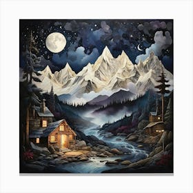 Cabin In The Mountains Canvas Print
