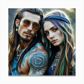 Couple With Tattoos Canvas Print