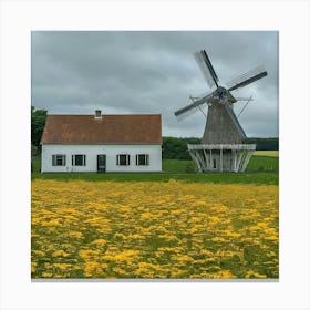 Windmill In The Field 1 Canvas Print