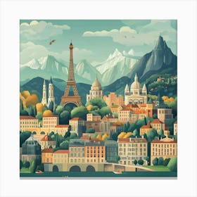 Eiffel Tower In Paris Art Canvas Print