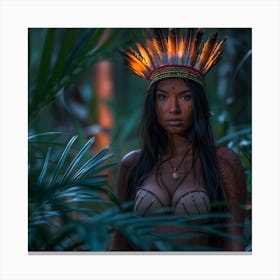 Native Woman In The Jungle Canvas Print