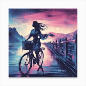 Woman cycling Canvas Print