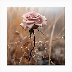 Pink Rose In A Rain Canvas Print