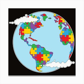 Autism Puzzle World Canvas Print