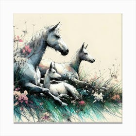 Horses In The Meadow Canvas Print