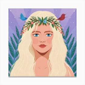 Girl With A Flower Crown Canvas Print