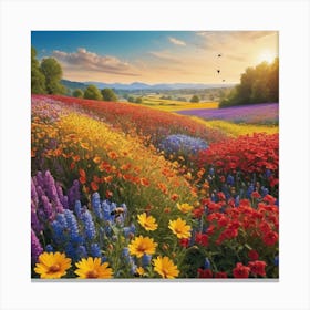 Wildflowers At Sunset Canvas Print