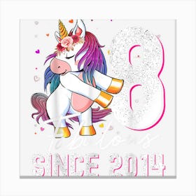 8th Birthday Girl Party 8 Years Old 2014 Unicorn Flossing 1 Canvas Print