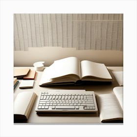 Open Books On Desk Canvas Print