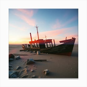 Abandoned Boat On The Beach Canvas Print