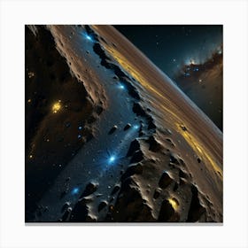 Yellow blue alien artifical asteroid's surface Canvas Print