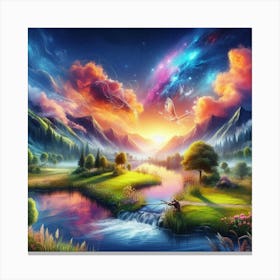 Calm Waterscape Landscapes For Relaxing Environments Canvas Print