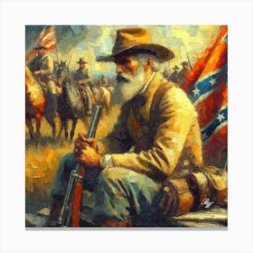Confederate Soldier Oil Texture Canvas Print