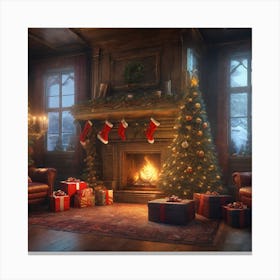 Christmas In The Living Room 41 Canvas Print