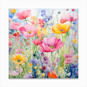 Watercolor Windflowers Garden 2 Canvas Print