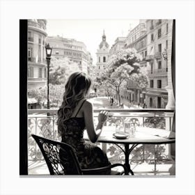 Girl In A Cafe Canvas Print