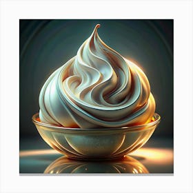 Whipped Cream In A Bowl With A Golden Rim Canvas Print