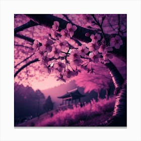 Cherry Blossoms At Dusk Canvas Print