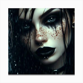 Gothic Girl In The Rain 1 Canvas Print