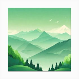 Misty mountains background in green tone 188 Canvas Print