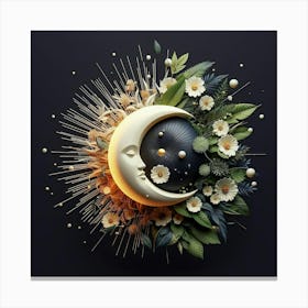 Moon And Flowers 7 Canvas Print