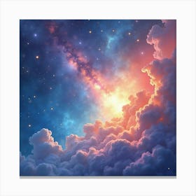 Celestial Watercolor Depiction With Shimmering Hues 1 Canvas Print