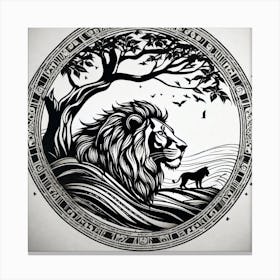 Lion In A Circle 2 Canvas Print