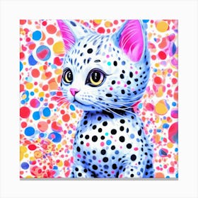 Polka Dots cat Canvas Print