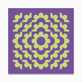 Midcentury Modern Abstract Geometric Flower Pattern Floral in Purple Forest Sage Green 1 Canvas Print