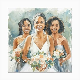 Watercolor Bride And Bridesmaids 1718374991 2 Canvas Print