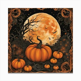 Moon And Pumpkin Pic Canvas Print