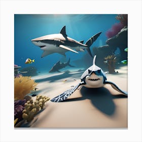 Sharks In The Sea 2 Canvas Print