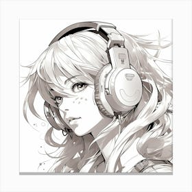 Anime Girl With Headphones 5 Canvas Print