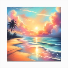 Sunset Beach Painting Canvas Print