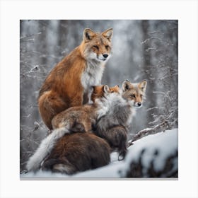The red fox in the middle of the ice Canvas Print