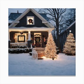 Christmas Lights On A House 3 Canvas Print