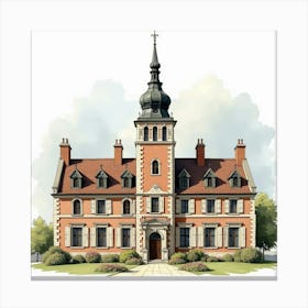 English Architecture With Romanian Historical Figures, Watercolor Style 1 Canvas Print