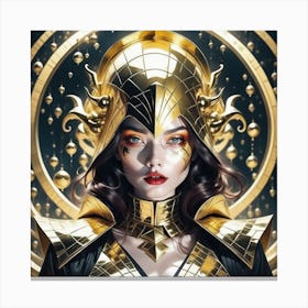 An Ancient beautiful Lady with Gold Helmet Canvas Print