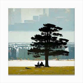 Couple Sitting Under A Tree Canvas Print