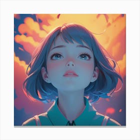 Anime Girl With Blue Hair 5 Canvas Print