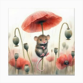 Mouse In Poppies Canvas Print