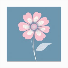 A White And Pink Flower In Minimalist Style Square Composition 155 Canvas Print