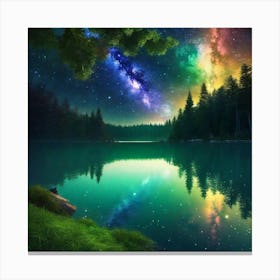 Galaxy Over Lake Canvas Print