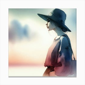 Watercolor Of A Girl 1 Canvas Print