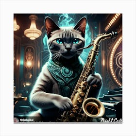 Cat Playing Saxophone Canvas Print