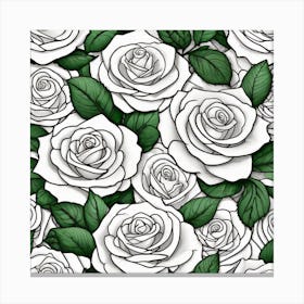 White Roses Seamless Pattern 1 Canvas Print