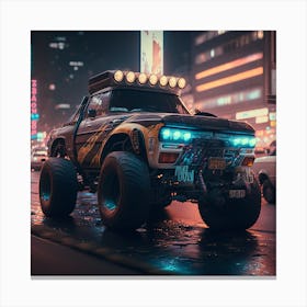 Monster Truck At Night Canvas Print
